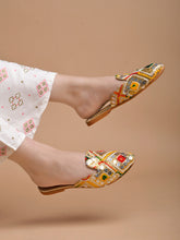 Shoetopia - Ethnic Gold Flat Mules For Women & Girls